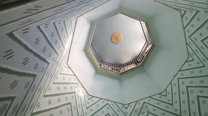 View of the ceiling of the Octagon and the Shell Gallery, A la Ronde, Devon.